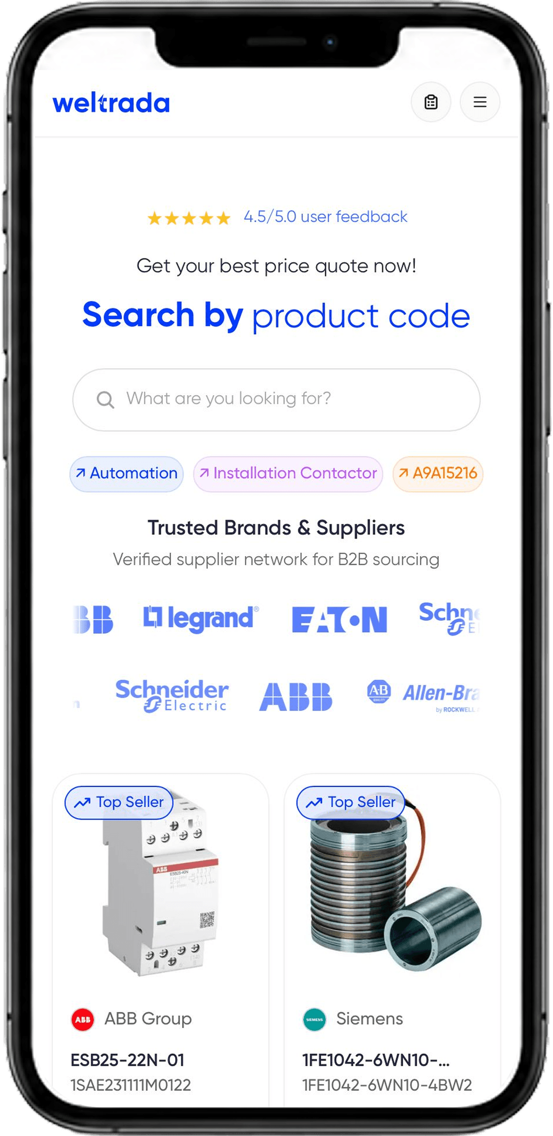 Weltrada mobile interface